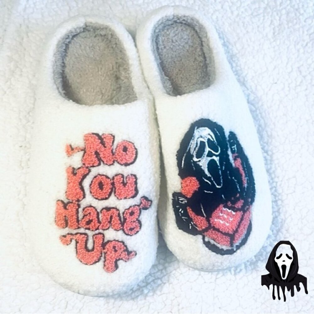 NWT Ghost Face Fleece Slippers – Scream Movie Lovers – Halloween – Size US 7-7.5